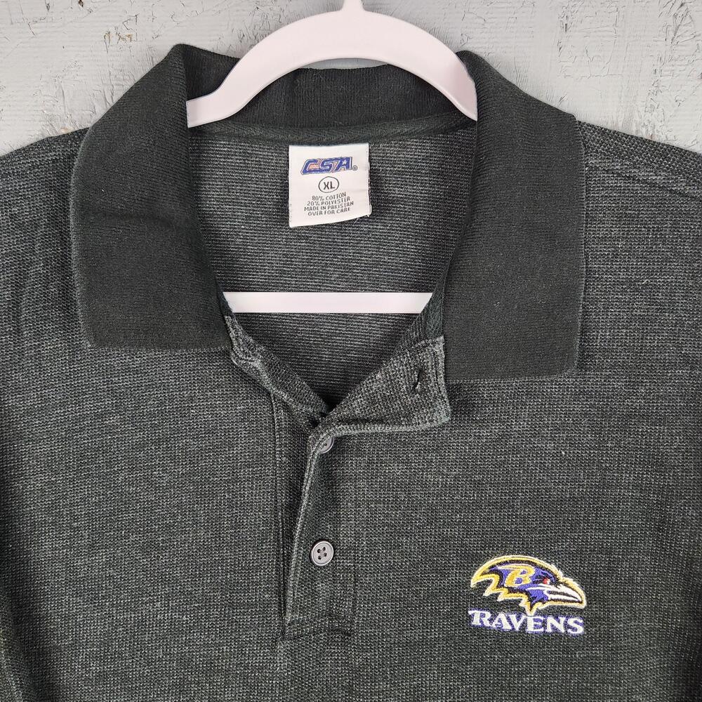 Vintage Baltimore Ravens Shirt Mens XL Gray NFL Football Polo Embroidered Logo